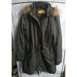 Supernova Faux Fur Midi Length Coat Olive Green Lrg Outdoor Loganlook